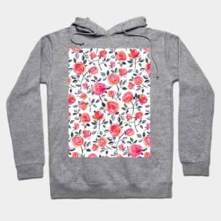 Roses on White - a watercolor floral pattern Hoodie